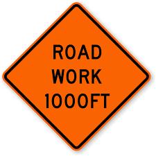 Road Work 1000ft Sign- 36 " x 36 ", Hole Qty: 2, Diamond Grade (DGO)