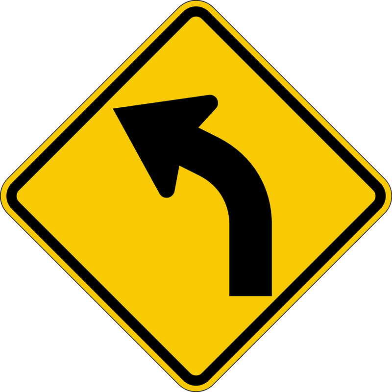 Left Curve Arrow Sign 36 " x 36 ", Diamond Grade Prismatic