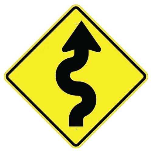 Right  Winding Road Arrow Sign 30 " x 30 ", High Intensity Prismatic (HIP)
