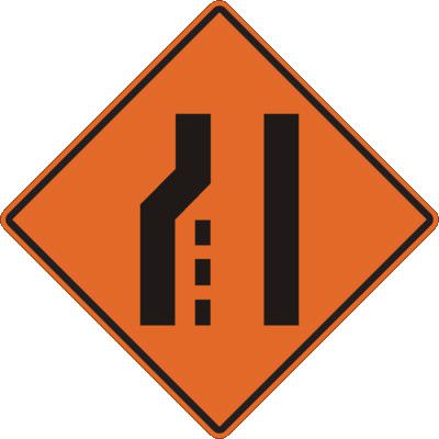 Left Lane Ends Symbol Sign 48 " x 48 ", Diamond Grade Prismatic (DG0)