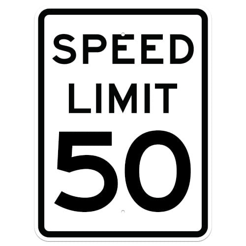 Speed Limit Sign- 18 " x 24 ", High Intensity Prismatic (HIP), Speed Limit: 50