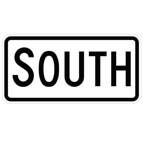 white and black horizontal rectangle, M3-3 South Directional Auxiliary Sign