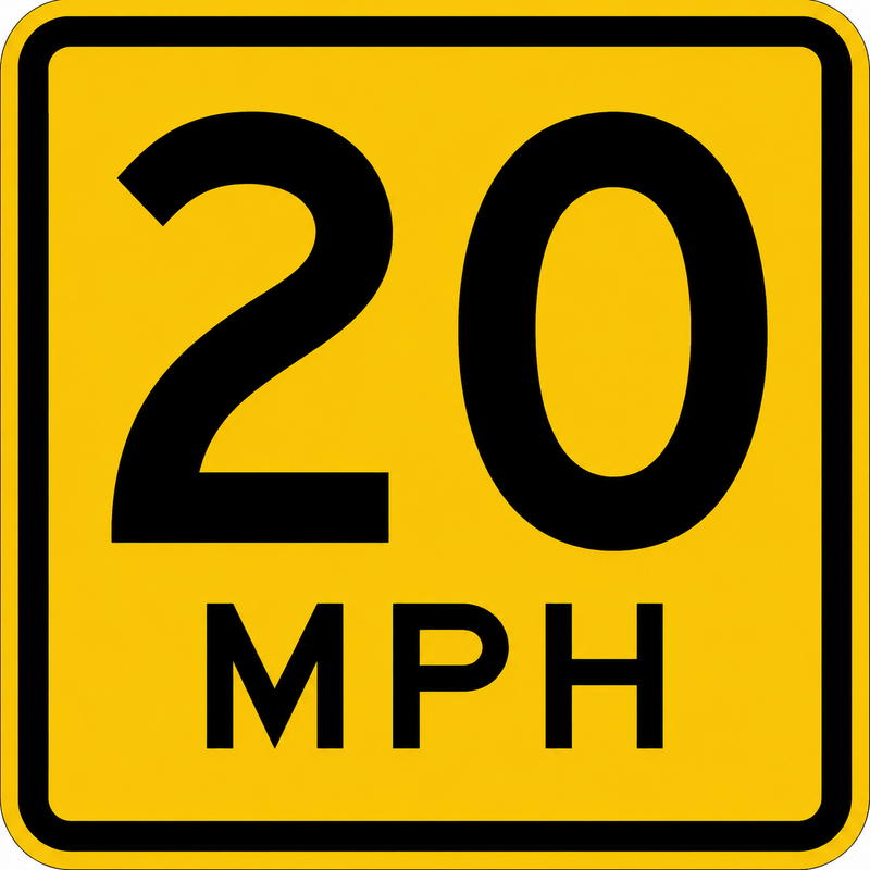 Advisory Speed Plaque Sign 18 " x 18 ", 20 MPH, High Intensity Prismatic (HIP)