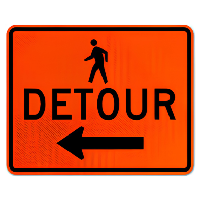 Pedestrian Detour Left - 30" x 36", Diamond Grade (DGO)