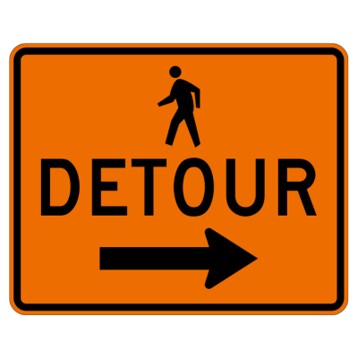 Pedestrian Detour Right -24 x 18", DIAMOND GRADE (DGO