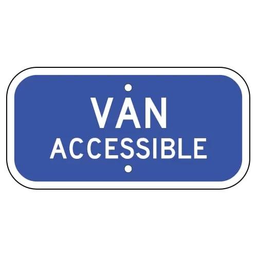 R7-8b Van Accessible sign on blue background with white text.