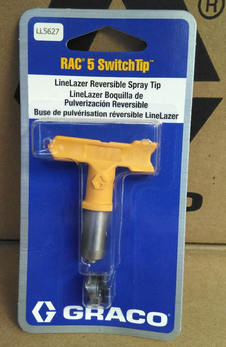 Yellow Handle - GRACO LineLazer RAC 5 SwitchTip, 627 Part Number: LL5627 in blue Graco packaging