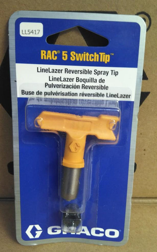 Yellow handle, GRACO LineLazer RAC 5 SwitchTip, 417 Part Number LL5417 in blue packaging