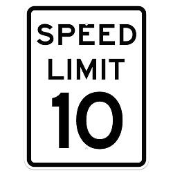 White and Black, R2-1 - SPEED LIMIT 10 Sign