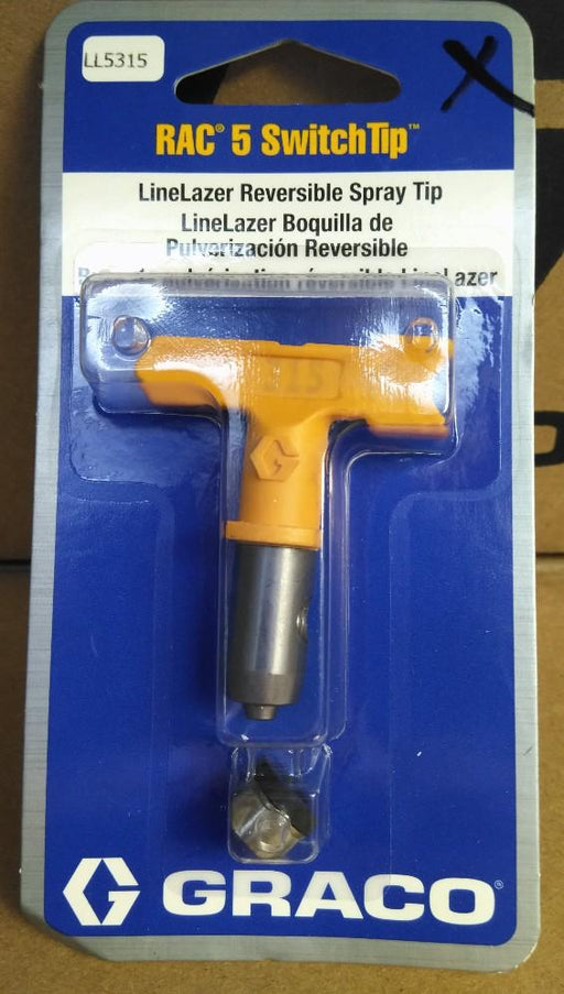 Yellow Graco LineLazer RAC 5 SwitchTip, 315, Part Number: LL5315 in blue packaging