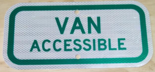 VAN ACCESSIBLE High Intensity Prismatic (HIP) Sign, Green & White | 12in x 6in