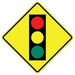 yellow, red, black, green, diamond shaped, W3-3 Signal Ahead Symbol Sign