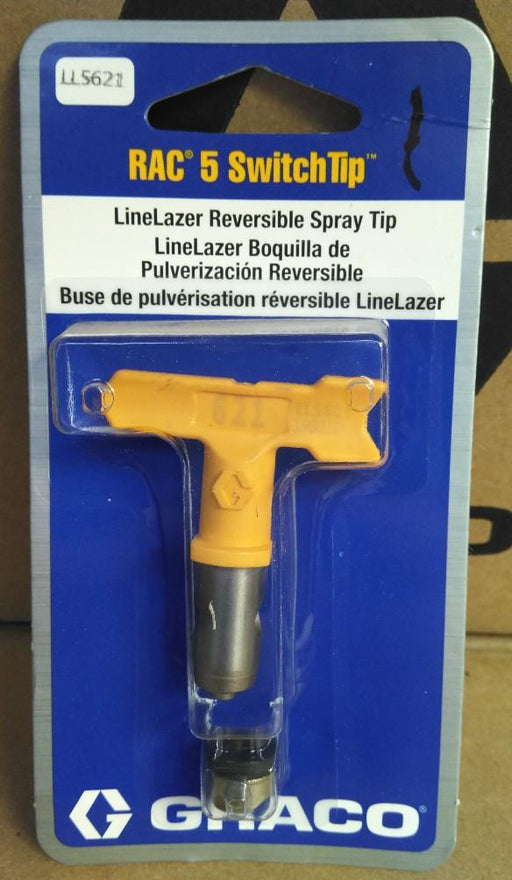 Yellow Handle - GRACO LineLazer RAC 5 SwitchTip, 621 Part Number: LL5621 in blue packaging