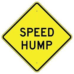 Black and yellow Diamond Shape Speed Hump Sign 30" in diameter