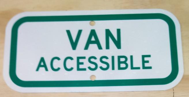 Green and white ADA Handicap Parking Signs - 12" x 6" Van Accessible Signs