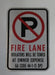 Georgia NO PARKING FIRE LANE GA CODE Sign in black, white and red