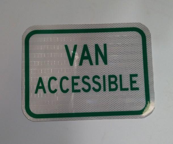 12"x9" white and green High Intensity Prismatic Van Accessible Sign